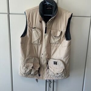Wear First Mens Utility Vest Beige Tan Multi Pocket Fleece Lined Gilet XL